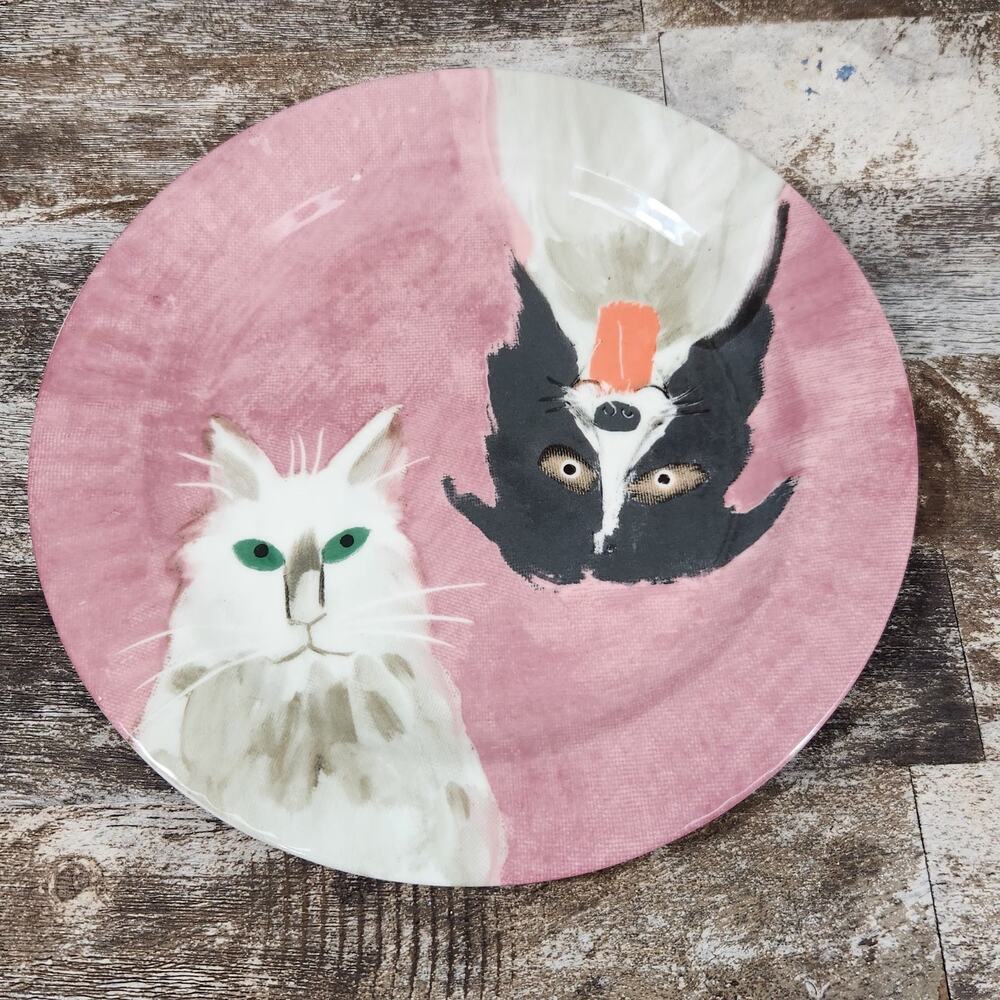 Anthropologie Holly Frean The Farm No.7 Cat Dog Plate 8.5” Whimsical Decor